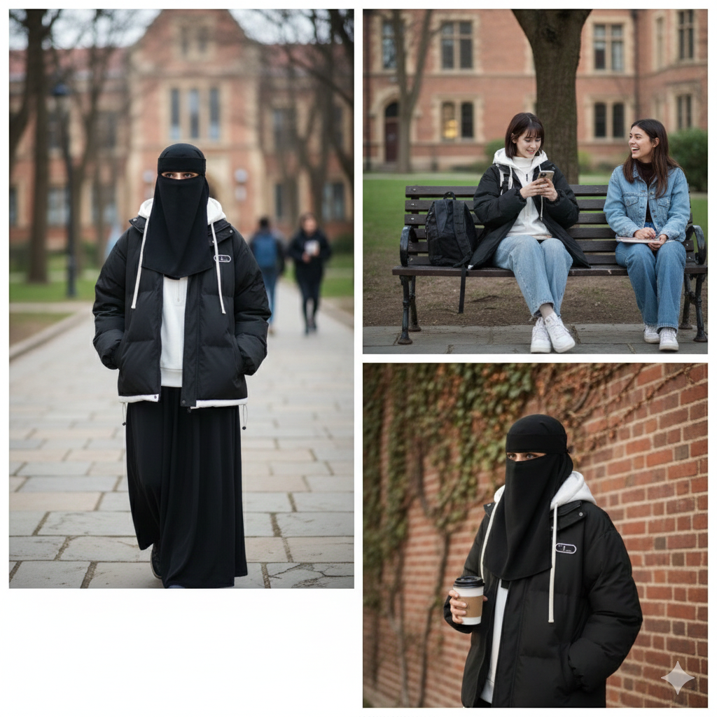 Premium Modest Layering Puffer Jacket – University Collection ✨